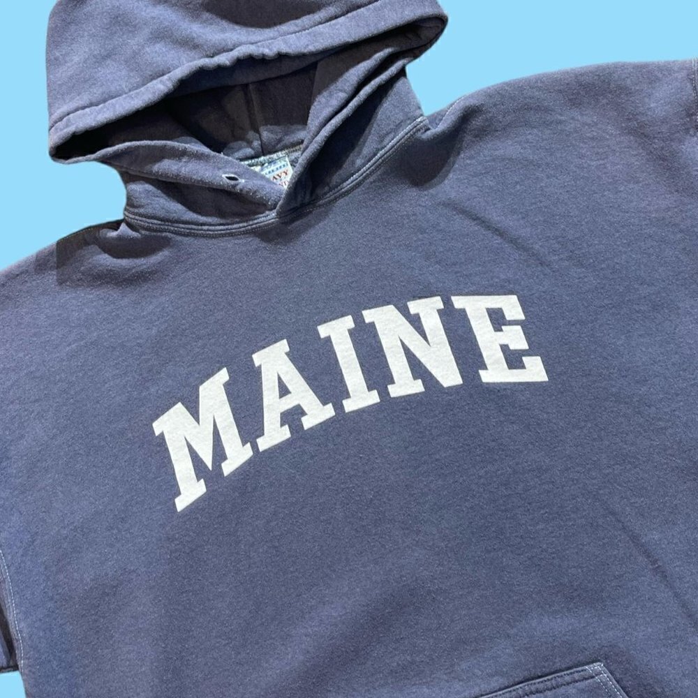 Mens Vintage Maine hoodie sweatshirt Spellout men’s XL - Picture 2 of 7